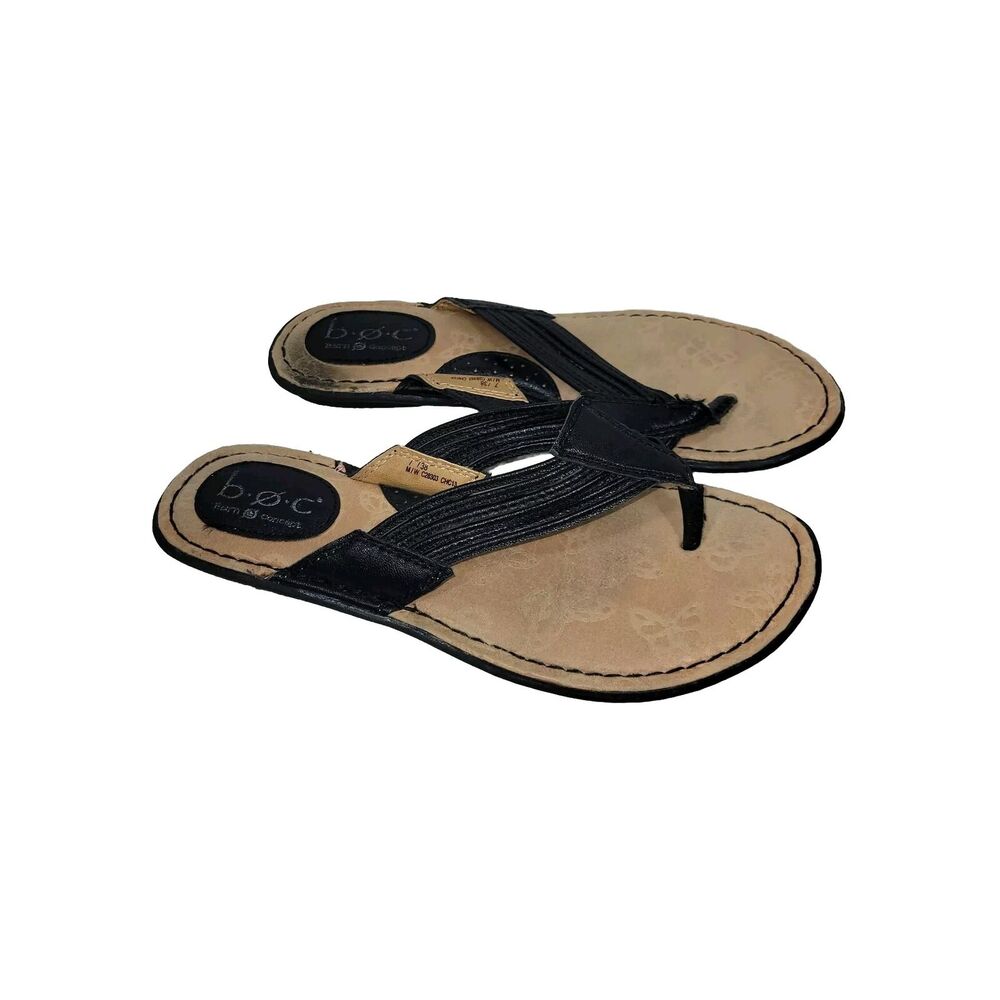 BOC Born Concept Shoes Womens 7M Black Thong Sandals Slip On Casual Comfort